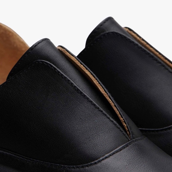 NISOLO Black Leather Emma D'Orsay Oxford Classic Flat Shoes - Picture 13 of 16